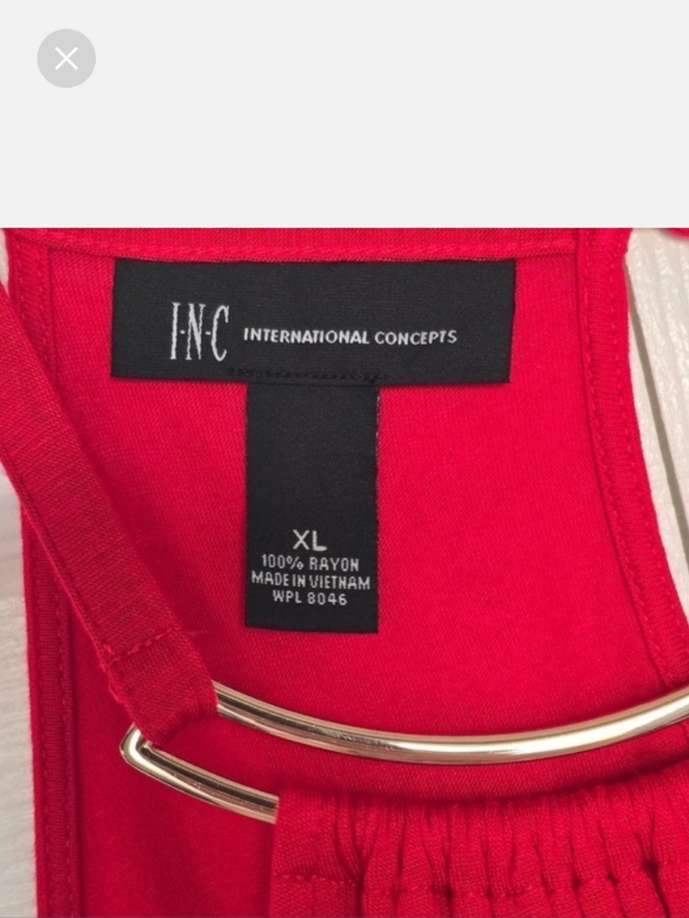 INC International Concepts Red Tiered Halter Top XL Gold Bar Neck Flowy Layers - Picture 10 of 11